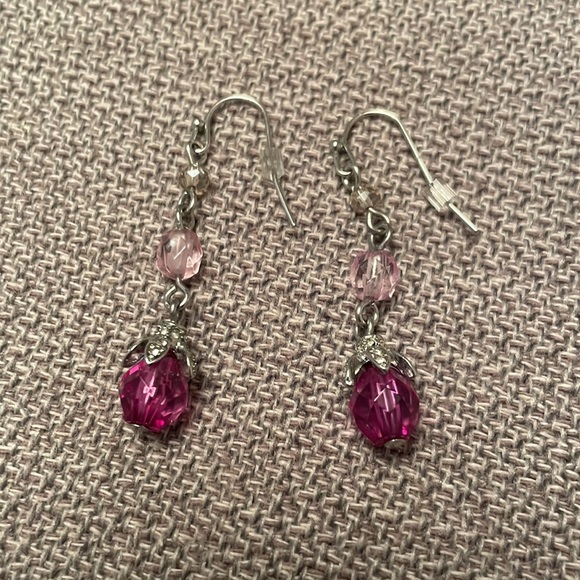 Beaded Drop Earrings with Silver Tone Metal Wires - Picture 5 of 5